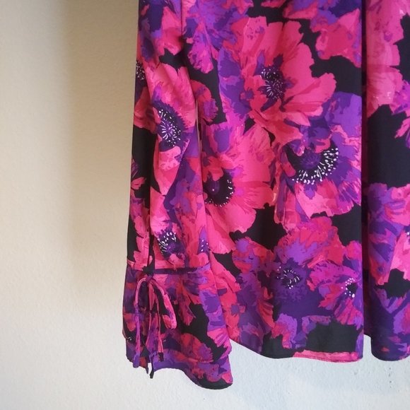Calvin Klein Orchid Floral Button Up Bell Sleeve Blouse - Picture 5 of 8